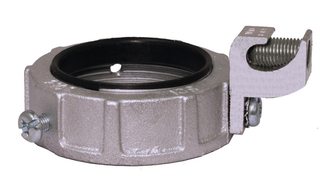 Allied Tube & Conduit BRC-250-2AKON Threaded Conduit Bushing With 1/0 to 8 AWG Al/Cu Aluminum Lug, 2-1/2 in Trade, Malleable Iron, Zinc Plated