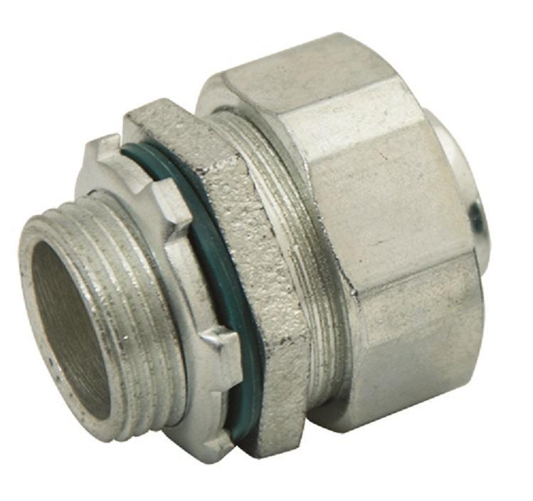 Allied Tube & Conduit LTQ50KON Non-Insulated Screw-On Straight Liquid Tight Connector, 1/2 in Trade, Malleable Iron, Zinc Plated
