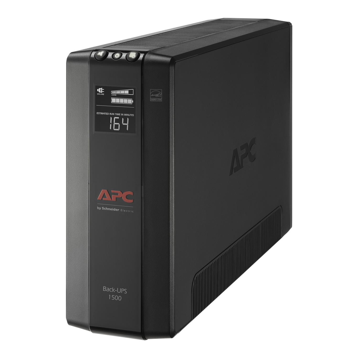 APC® BX1500M Back-UPS Uninterruptible Power Supply, 120 V, 1500 VA Power Rating, 10 Receptacles