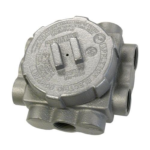 Appleton® UNILETS™ GRUJ-1P Dust-Ignitionproof Explosionproof Conduit Outlet Box With Multiple Hubs and Cover, 3/4 in, 3-1/4 in Cover Opening, 25 cu-in, Triple Coated