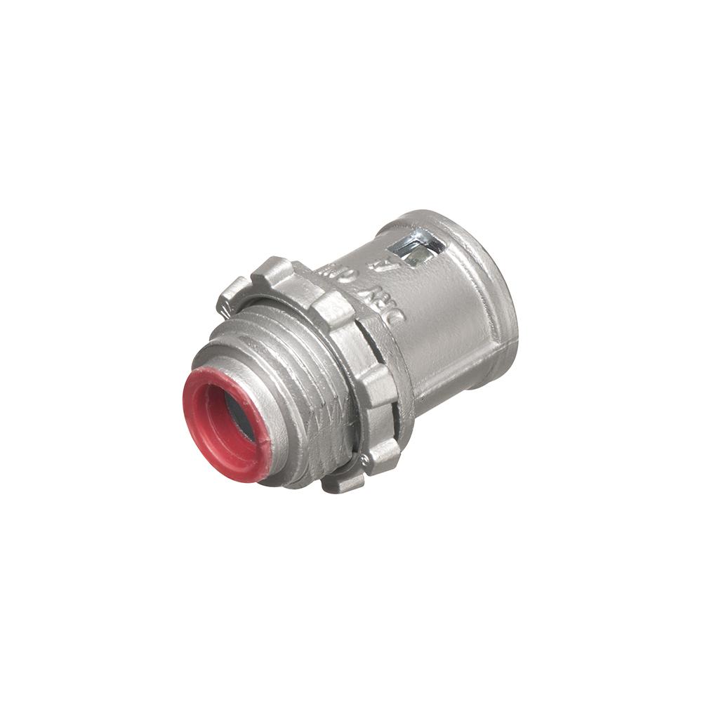 Arlington Snap2IT® 38A Straight Cable Connector With Insulated Throat, Locknut, 3/8 in Trade, 1/2 in Knockout, 0.45 to 0.612 in Cable Openings, Die Cast Zinc