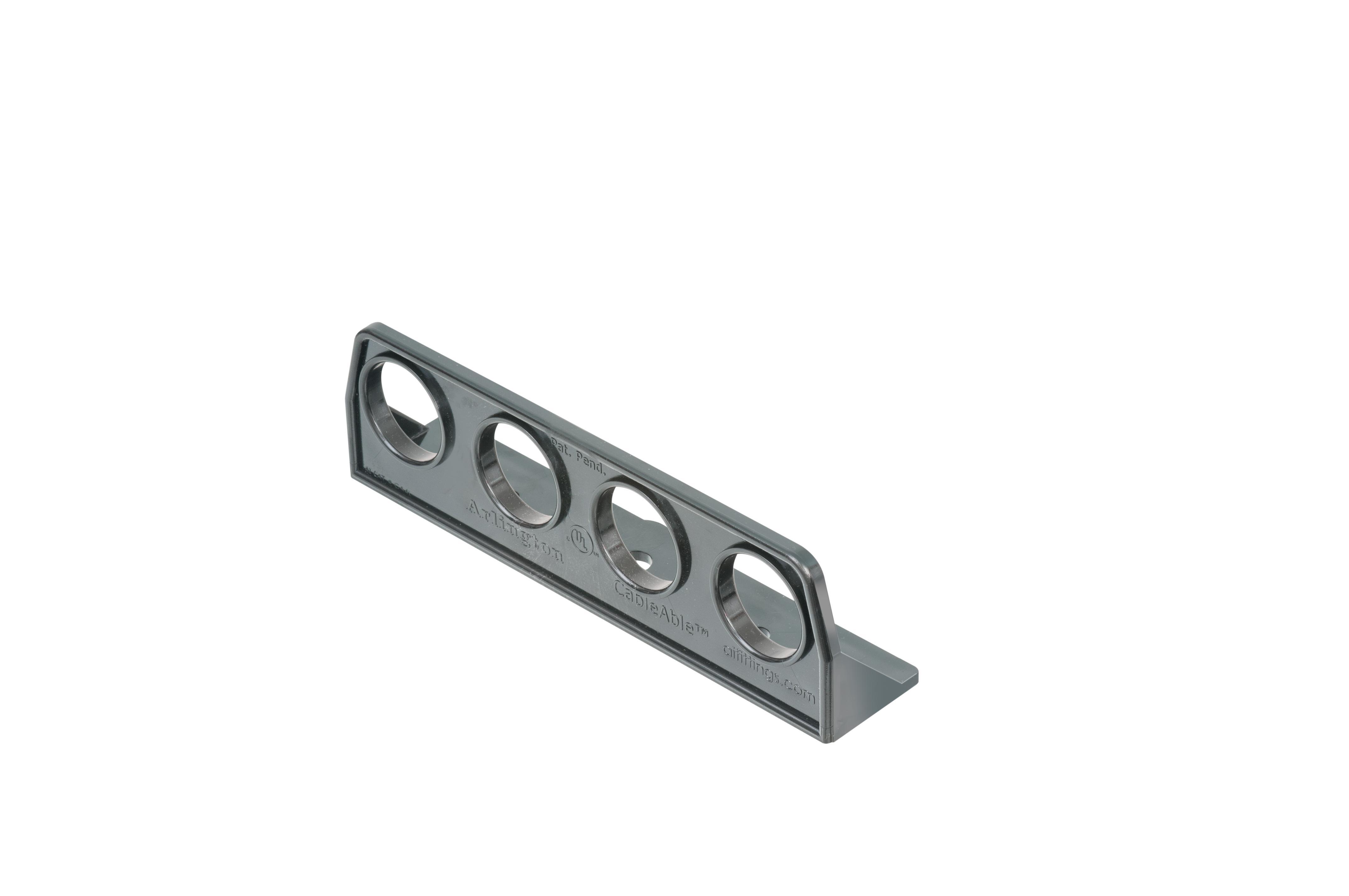 Arlington CA4L 4-Hole L-Bracket, 1-1/4 in Conduit, Fastened Mount, Plastic, Black
