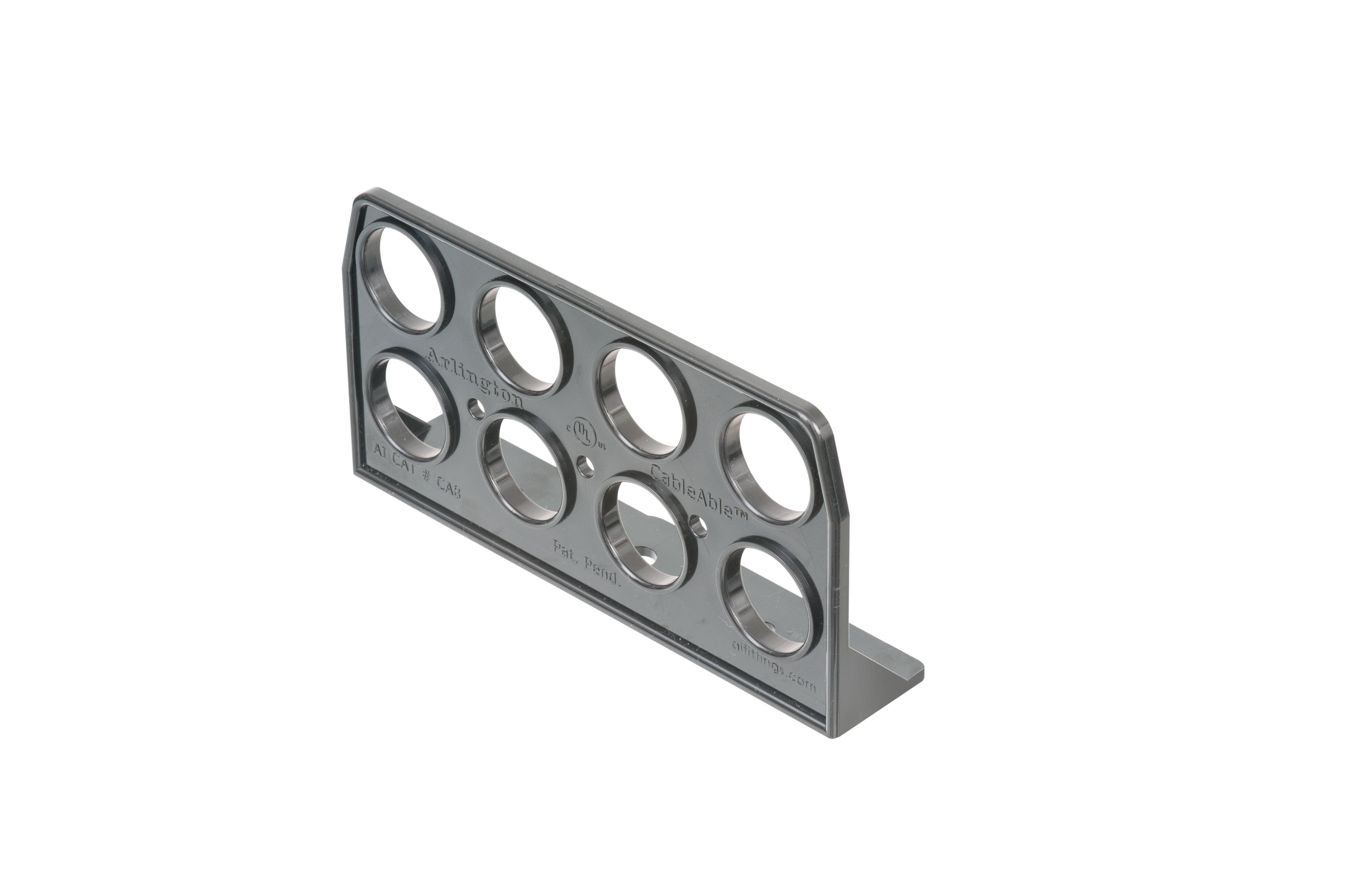 Arlington CA8L 8-Hole L-Bracket, 1-1/4 in Conduit, Fastened Mount, Plastic, Black