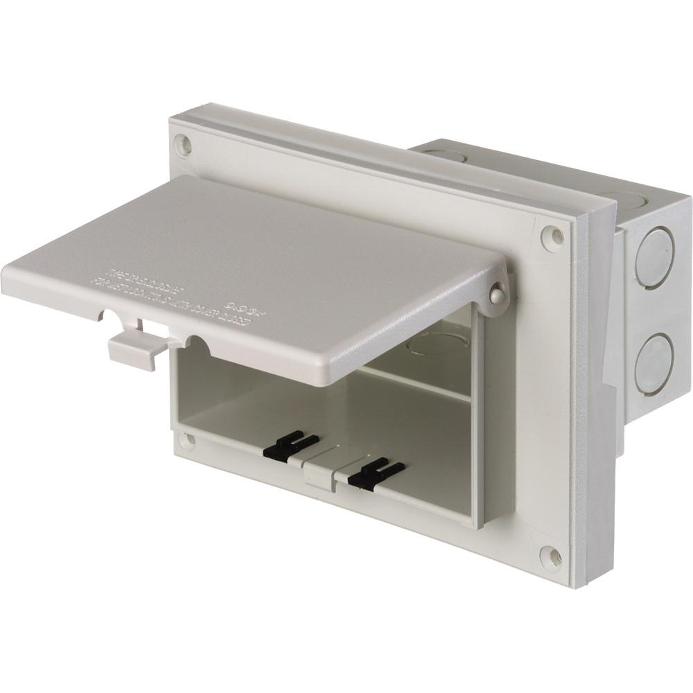 Arlington InBox™ DBHR171W DB Series 1-Piece Low Profile Weatherproof Electrical Box, Plastic, 22 cu-in Capacity, 1 Gang, 7.188 in L x 4.937 in W x 0.806 in D