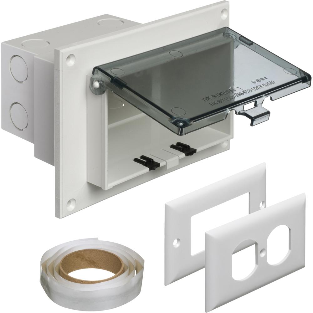Arlington InBox™ DBHR1C DB Series 1-Piece Low Profile Electrical Box, Plastic, 22 cu-in Capacity, 1 Gang, 1 Outlet, 7.186 in L x 4.934 in W x 5.16 in D