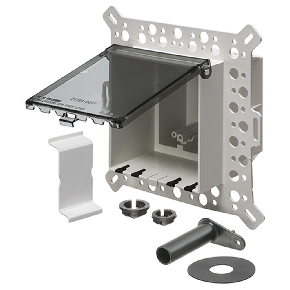 Arlington InBox™ DBVM2C 1-Piece Low Profile Electrical Box, Plastic, 22 cu-in Capacity, 2 Gangs, 9.058 in L x 8.992 in W x 5.142 in D