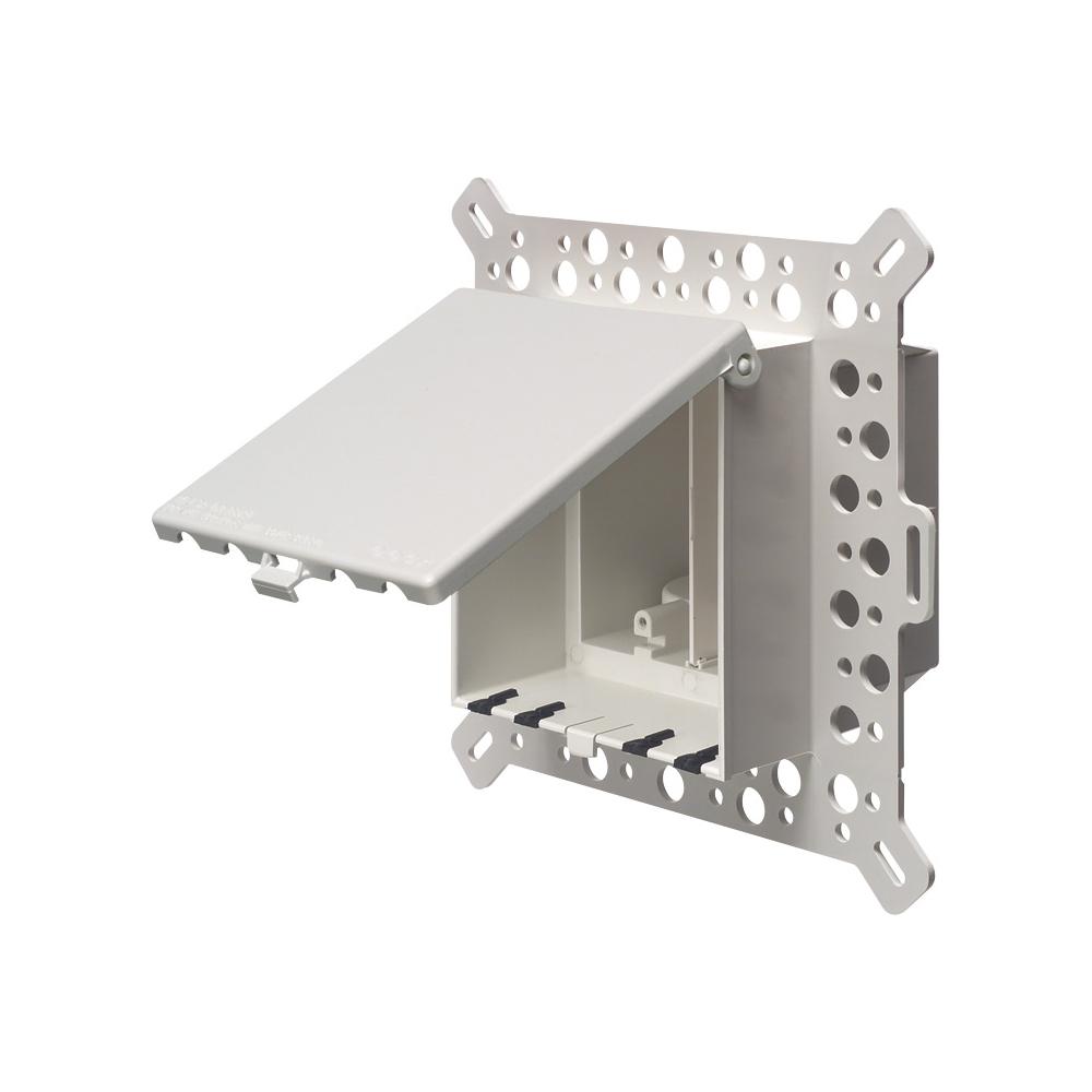 Arlington InBox™ DBVM2W 1-Piece Low Profile Electrical Box, Plastic, 22 cu-in Capacity, 2 Gangs, 9.058 in L x 8.992 in W x 5.142 in D