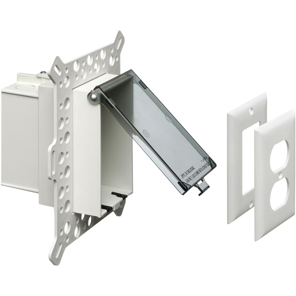 Arlington InBox™ DBVMA1C DB Series 1-Piece Low Profile Electrical Box, Plastic, 22 cu-in Capacity, 1 Gangs, 1 Outlets, 9.058 in L x 7.012 in W x 5.16 in H