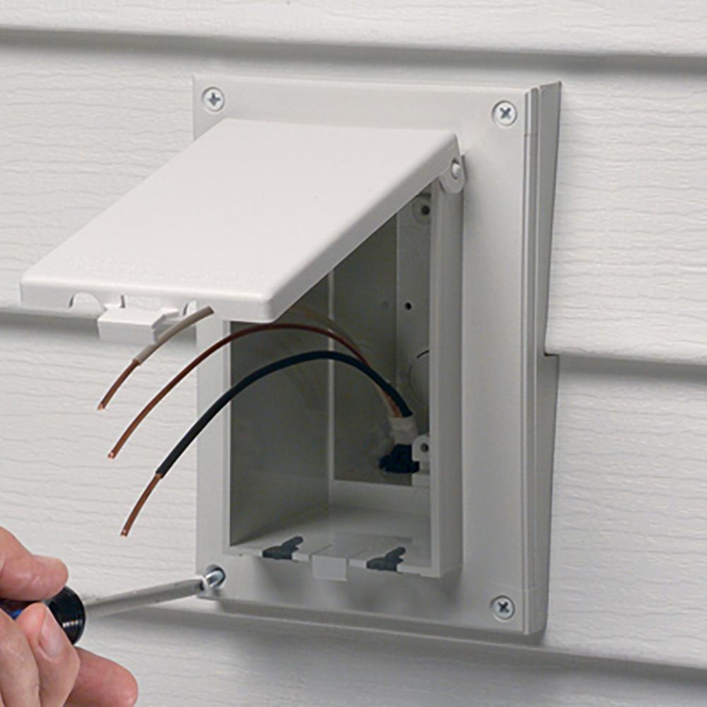 Arlington InBox™ DBVR171W 1-Piece Low Profile Electrical Box, Plastic, 22 cu-in Capacity, 1 Gangs, 7.186 in L x 4.934 in W x 5.16 in D