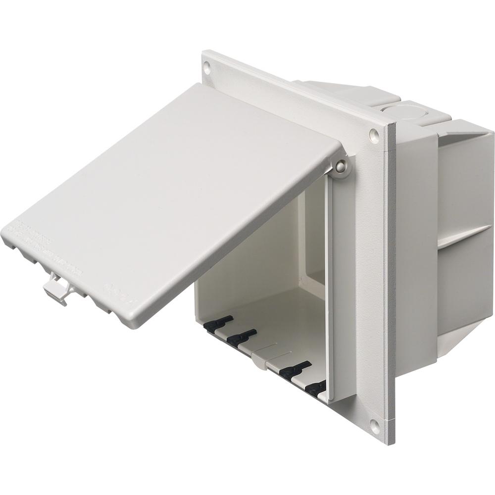 Arlington InBox™ DBVR2W DB Series 1-Piece Low Profile Electrical Box, Plastic, 22 cu-in Capacity, 2 Gangs, 7.159 in L x 6.888 in W x 5.142 in D