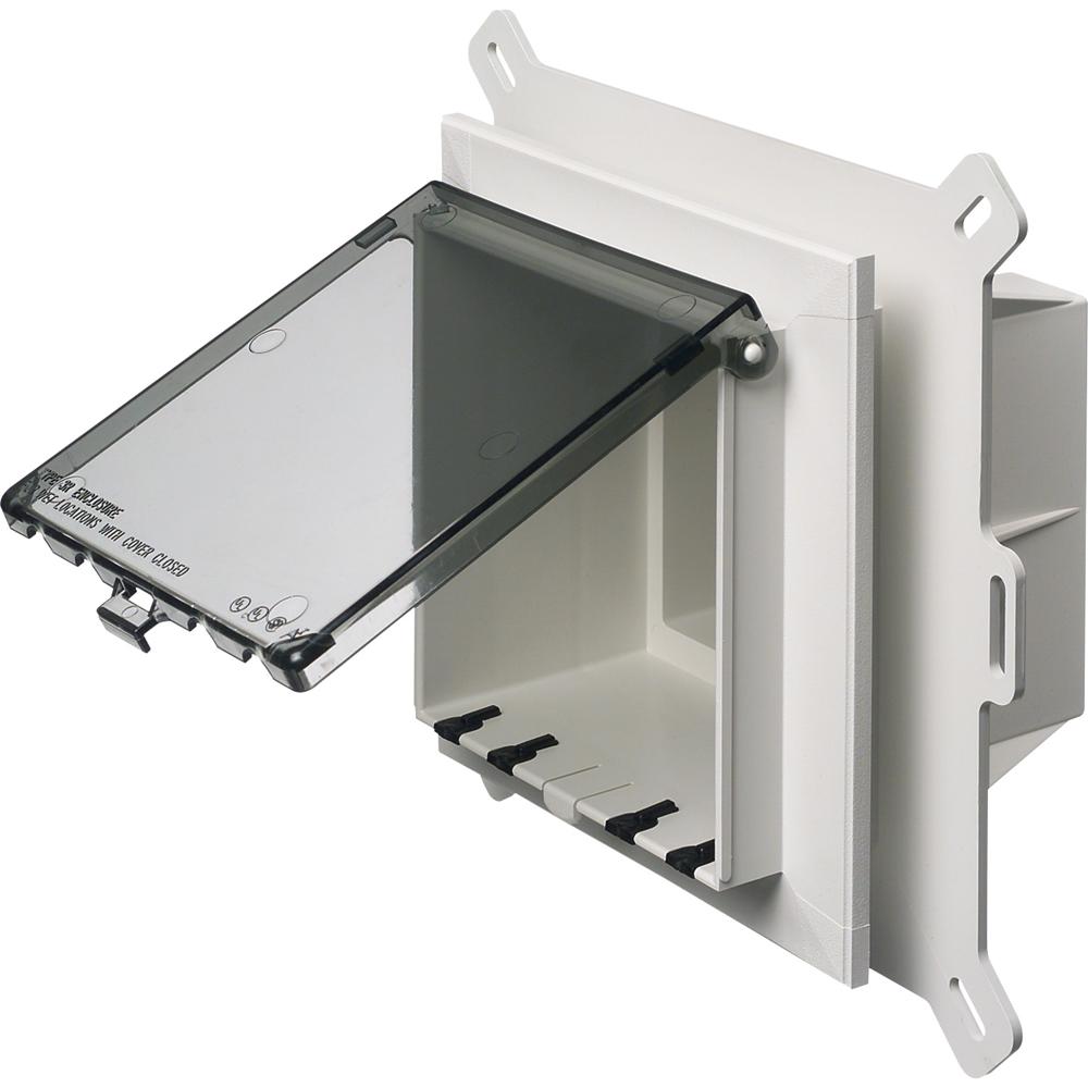 Arlington InBox™ DBVS2C 1-Piece Low Profile Electrical Box, Plastic, 22 cu-in Capacity, 2 Gangs, 9.058 in L x 8.992 in W x 5.142 in D