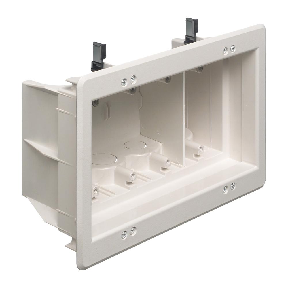 Arlington InBox™ DVFR4W Electrical Box With DVFR4WGC Grounding Clip, Plastic, 64.5 cu-in Capacity, 4 Gangs