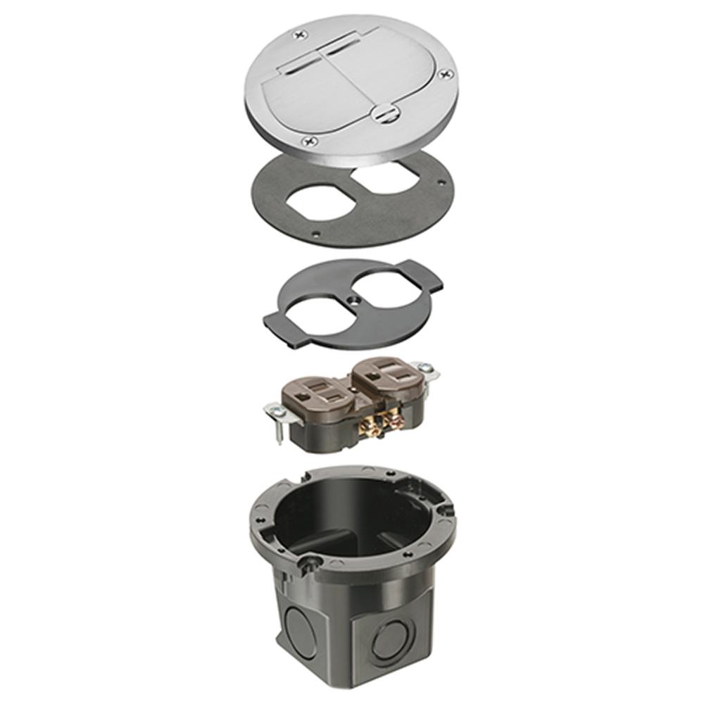 Arlington DROPIN™ FLB3532NL Cut-In Floor Box Kit, Nickel/Plastic, 1 Gang