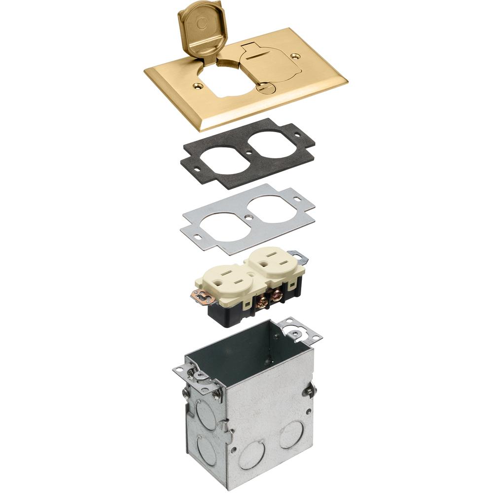 Arlington FLB5331MB Floor Box Kit, Brass/Plastic/Steel, 1 Gang