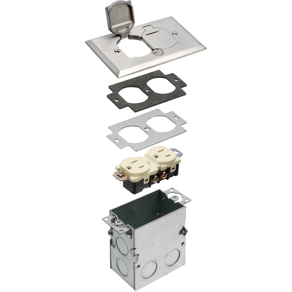 Arlington FLB5331NL Floor Box Kit, Nickel/Plastic/Steel, 1 Gang, 5 in L x 2.9 in W x 3.725 in H