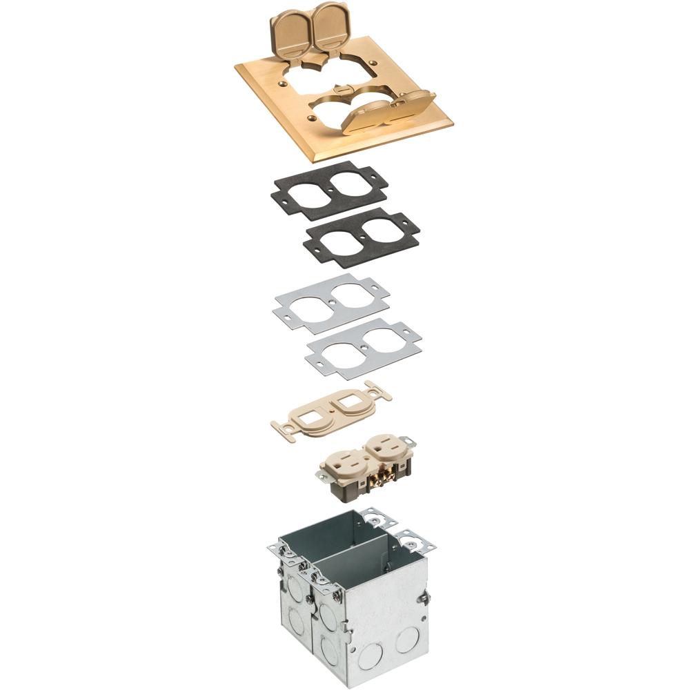 Arlington FLB5552MB Combination Floor Box Kit, Brass/Plastic/Steel, 2 Gangs