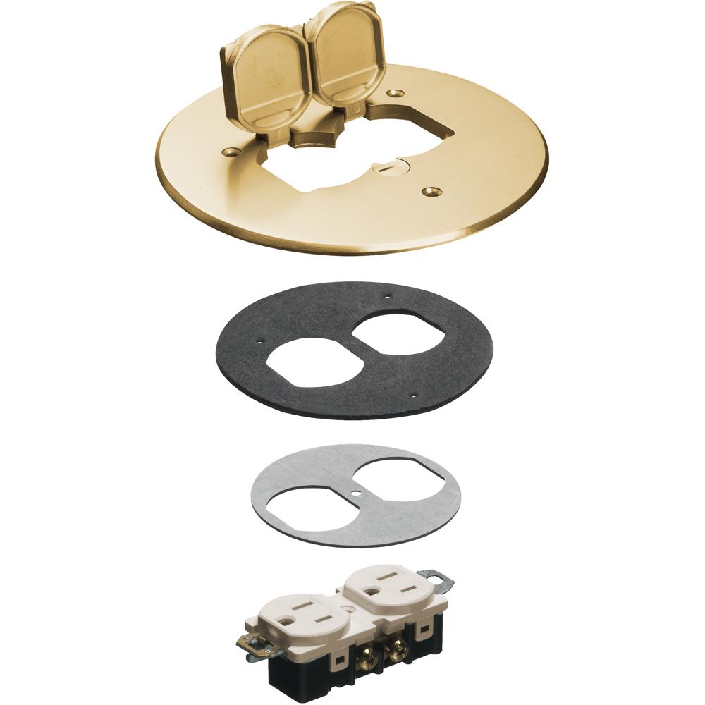 Arlington FLB6230MB Floor Box Cover Kit, 6 in Dia, 5.7 in L x 1/8 in W, Brass/Plastic