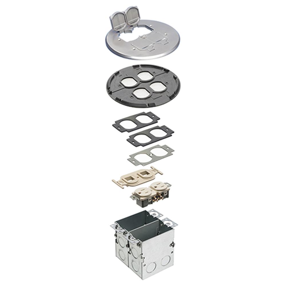 Arlington FLB6242NL Combination Floor Box Kit, Plastic/Steel, 2 Gangs
