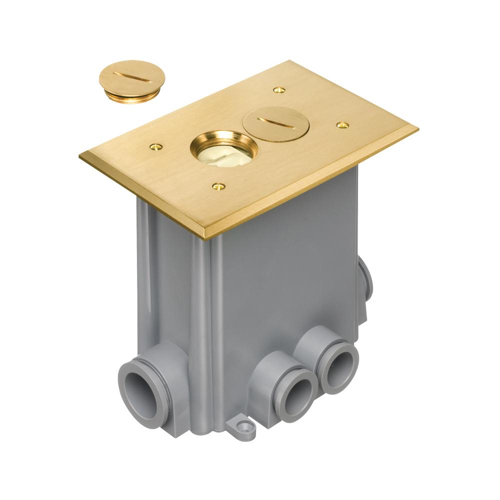 Arlington FLBC101MB Non-Metallic Floor Box Kit With Threaded Plug, Brass/Plastic, 1 Gang