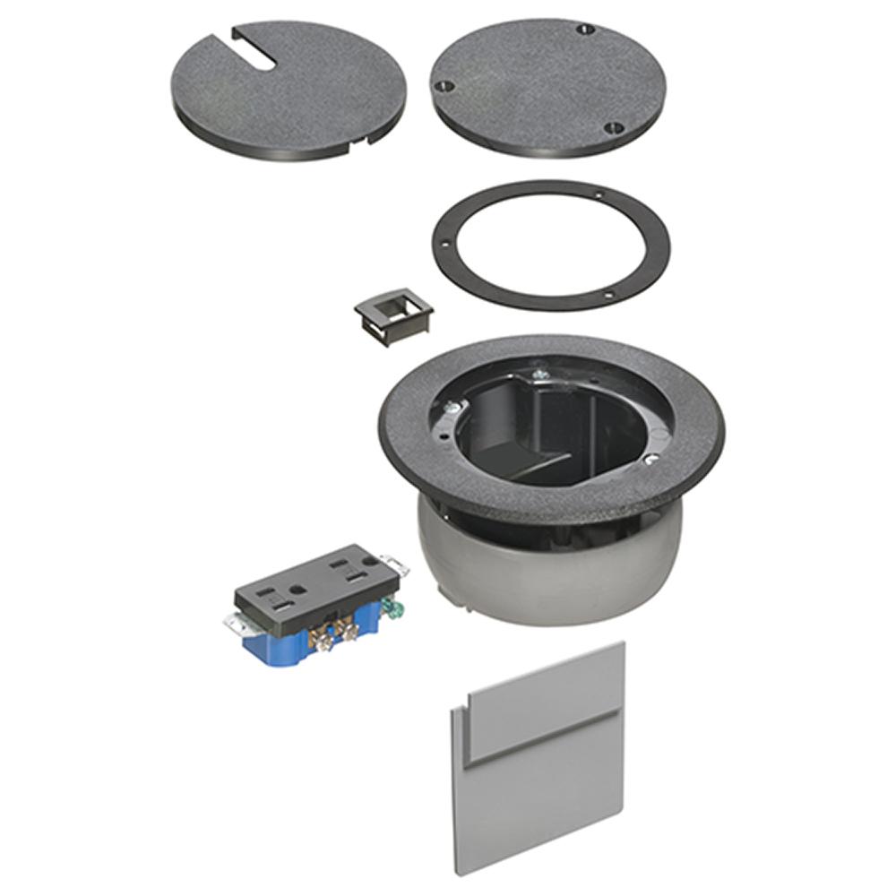 Arlington InBox™ FLBC4560DBL Non-Metallic Recessed Floor Box Cover Kit, 5.7 in Dia, Plastic
