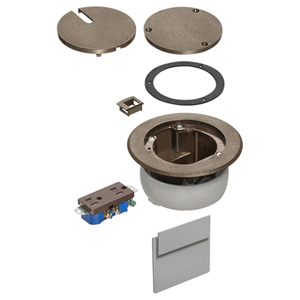 Arlington InBox™ FLBC4560DBR Non-Metallic Recessed Floor Box Cover Kit, 5.7 in Dia, Plastic