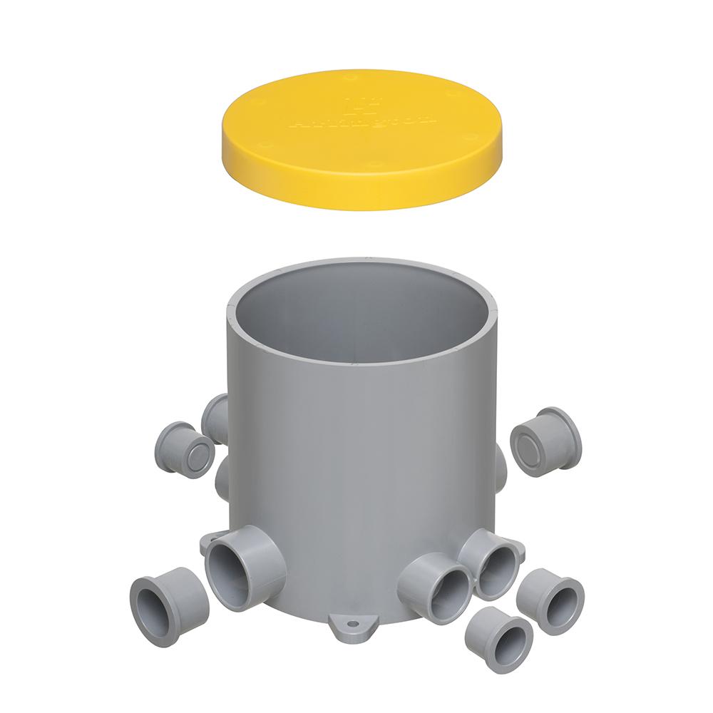 Arlington FLBC5500 Concrete Floor Box Kit With (6) Conduit Hubs, Plastic, 7.504 in L x 5.95 in H