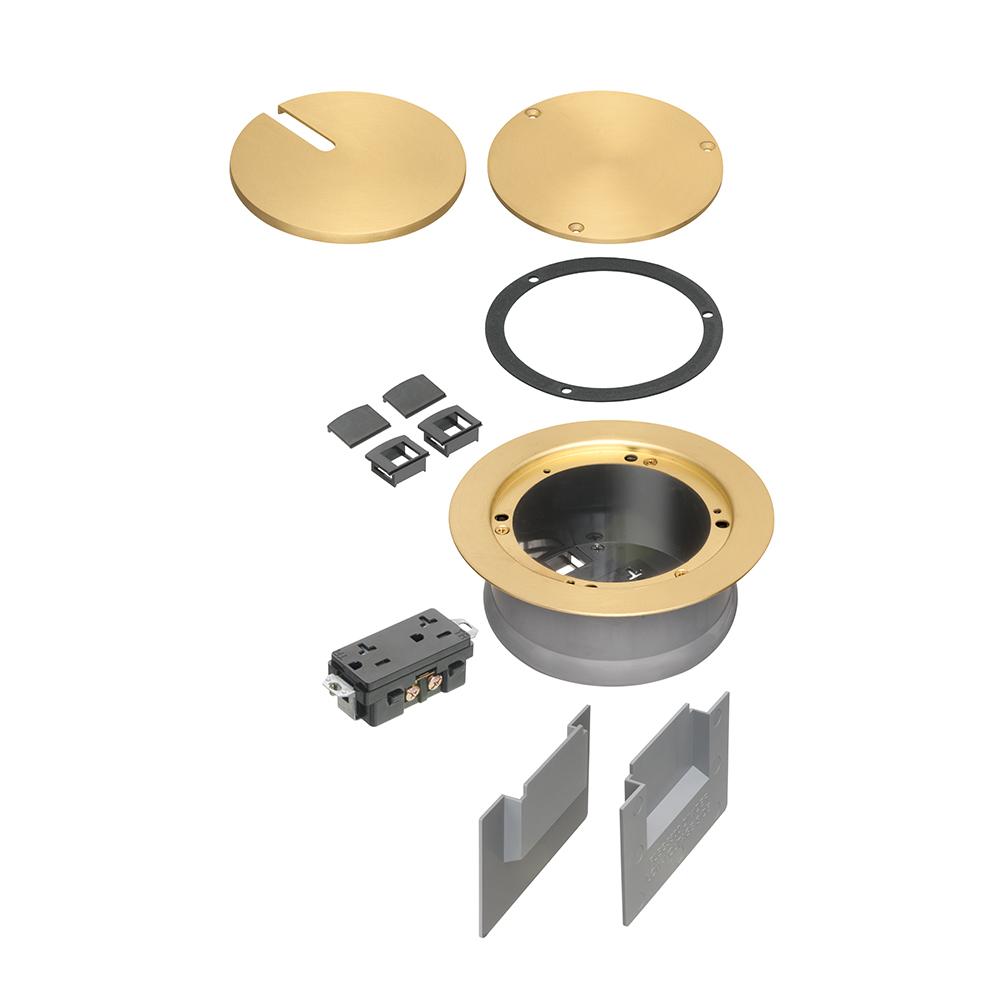 Arlington FLBC5540MB Floor Box Cover Kit, 6.501 in Dia, Blank/In-Use Slotted Cover, Die Cast Zinc/Steel