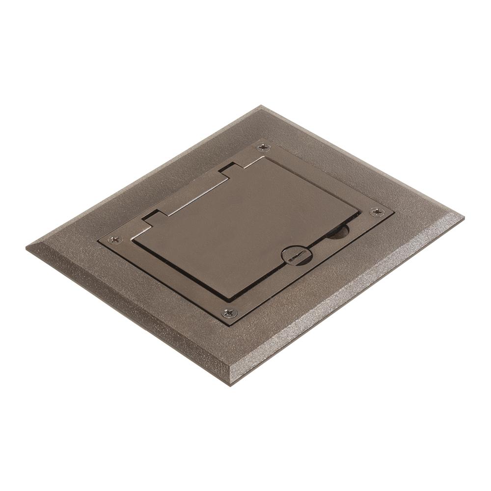 Arlington FLBC8510BR Modular Non-Metallic Floor Box Cover and Frame Kit, 4.26 in L x 3.26 in W, Flip Lid Cover, Plastic