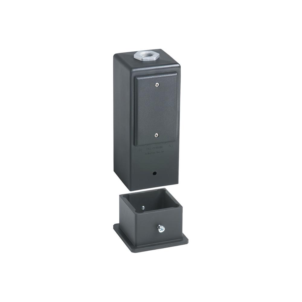 Arlington Gard-N-Post™ GPD9B GP Series 2-Piece Low Profile Fixture Support With GPD9BGC Grounding Clip, 9 in L x 3-3/8 in W x 3-3/8 in H, In-Ground Mount, Plastic