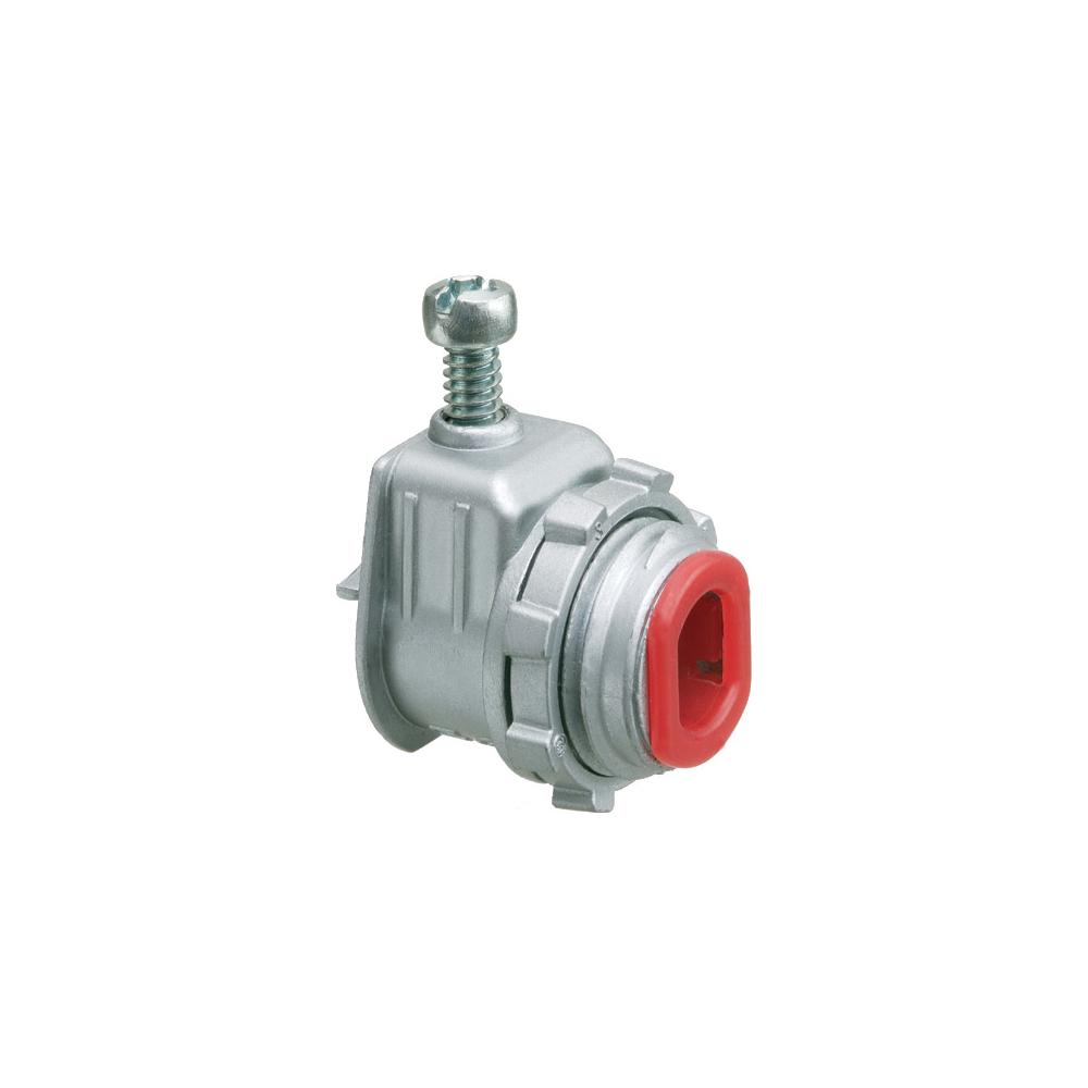 Arlington L15A Cable Connector With Insulated Throat, 3/8 in Trade, 1/2 in Knockout, 0.46 to 0.585 in Cable Openings, Die Cast Zinc