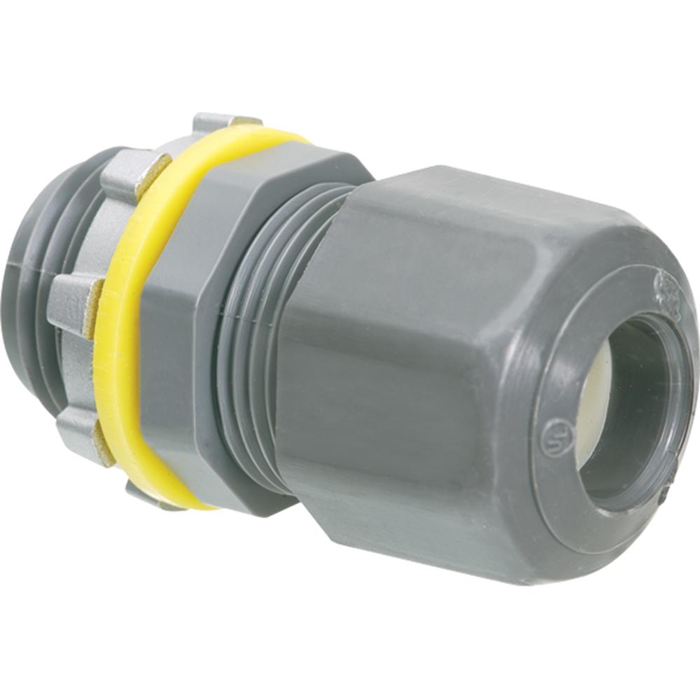 Arlington LPCG503 Low Profile Liquidtight Oiltight Strain Relief Cord Connector, 1/2 in Trade, 0.1 to 0.3 in Cable Openings, Nylon/Polyethylene/Santoprene™/Zinc