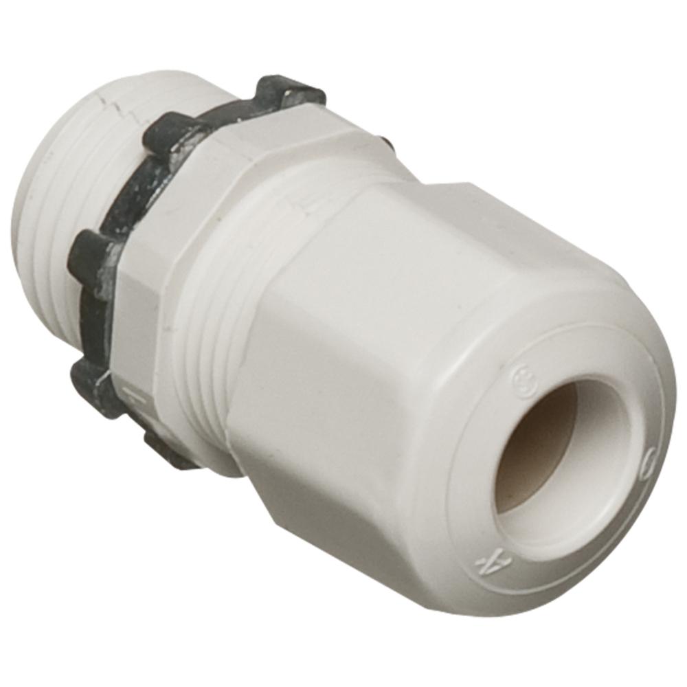 Arlington LPCG754W Low Profile Liquidtight Oiltight Strain Relief Cord Connector, 3/4 in Trade, 0.2 to 0.472 in Cable Openings, Nylon/Polyethylene/Santoprene™/Zinc