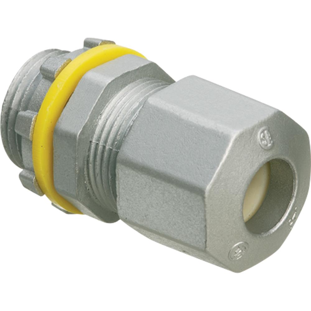 Arlington LPCG757Z Low Profile Liquidtight Oiltight Strain Relief Cord Connector, 3/4 in Trade, 0.385 to 0.75 in Cable Openings, Nylon/Polyethylene/Santoprene™/Zinc