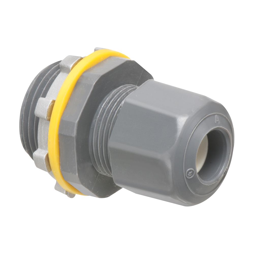 Arlington LPCG754 Low Profile Liquidtight Oiltight Strain Relief Cord Connector, 3/4 in Trade, 0.24 to 0.472 in Cable Openings, Nylon/Polyethylene/Santoprene™/Zinc
