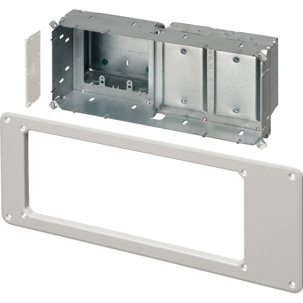 Arlington TV Box™ TVBS613 Power Low Voltage Recessed Combination Box, Steel, 4 Gangs, 7 in L x 17 in W x 3.848 in H