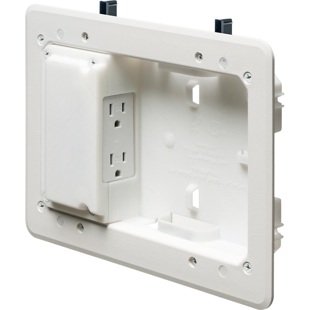 Arlington TV Box™ TVL508 Low Profile TV Box, Plastic, 8 in W x 1-1/4 in D x 5 in H