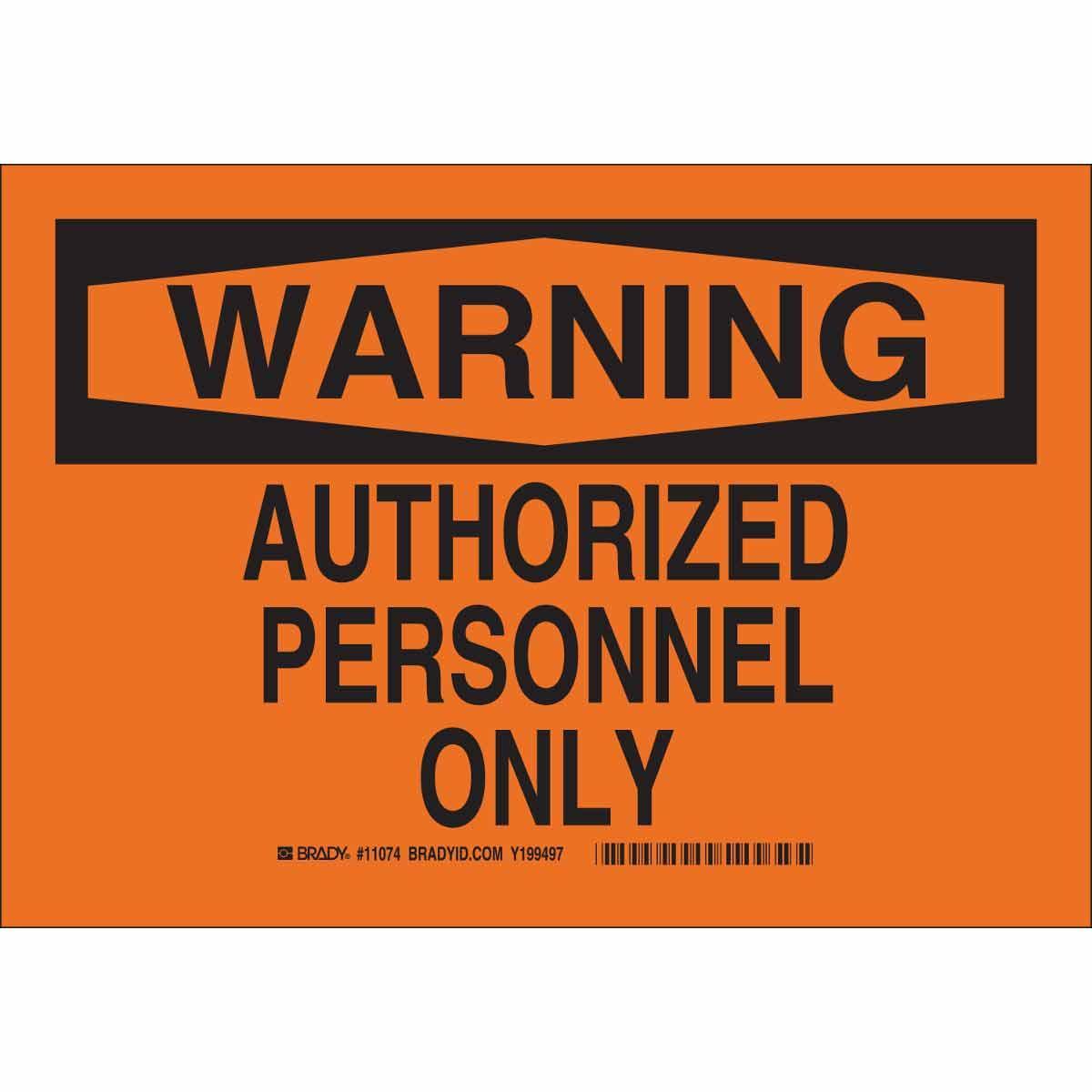 Brady® 11074 Access & Security Signs
