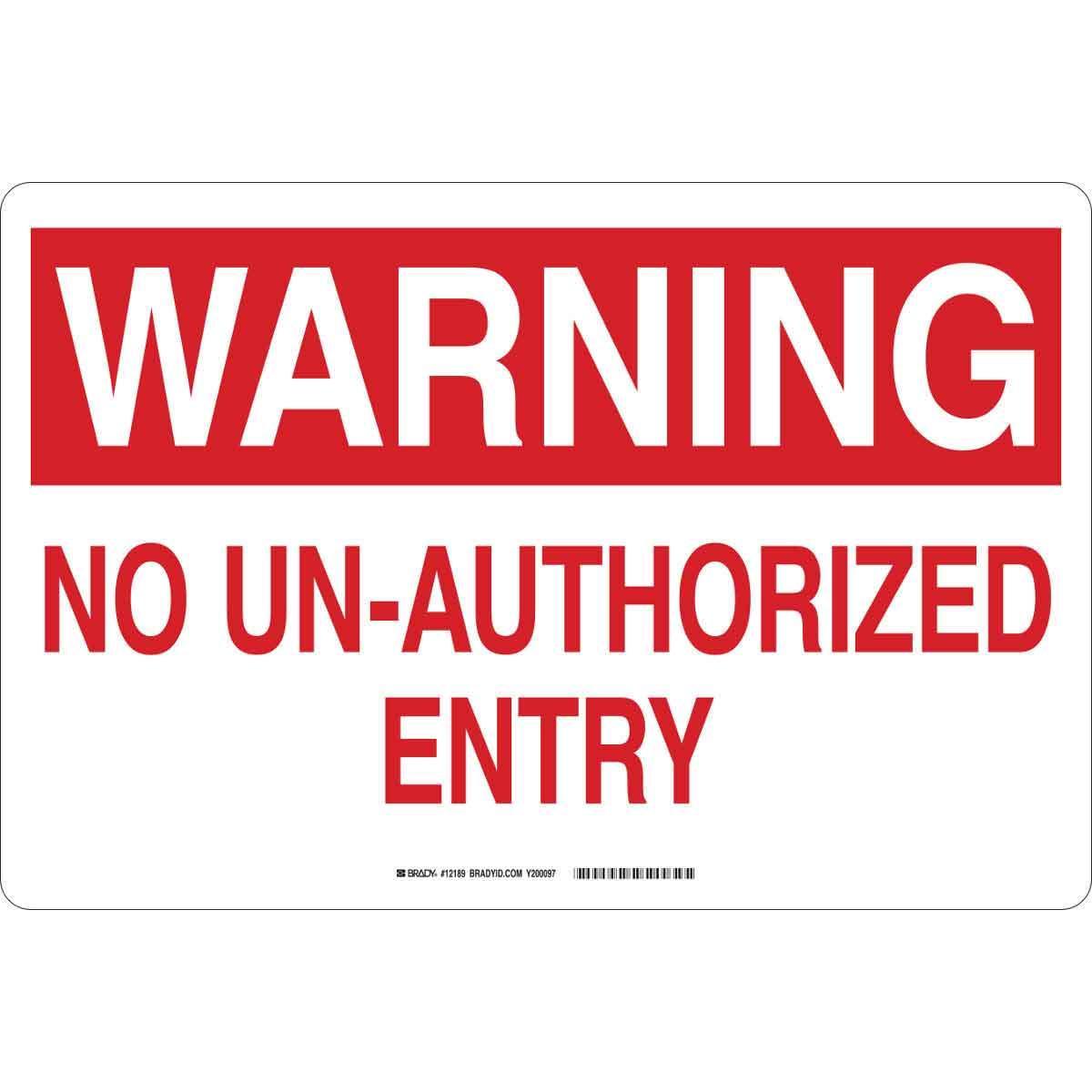 Brady® 12186 Access & Security Signs