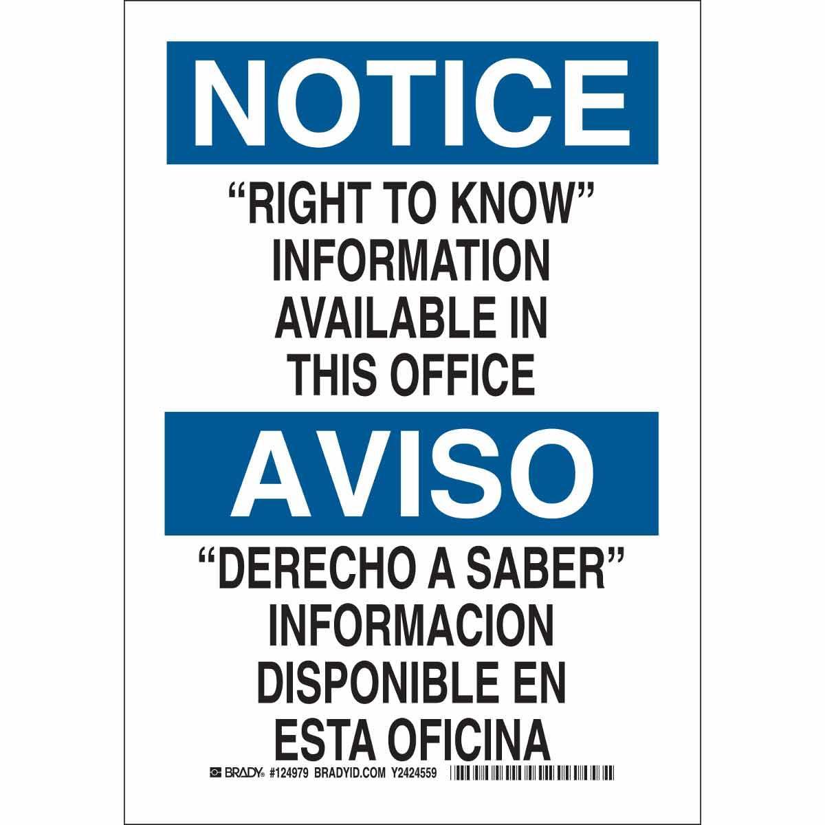 Brady® 124981 Right-To-Know Signs
