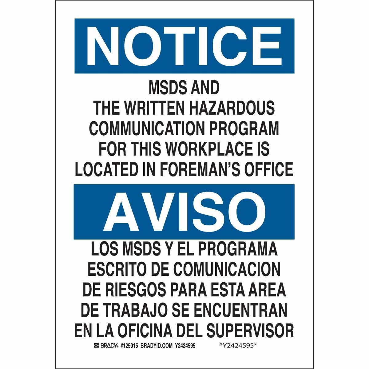 Brady® 125017 Right-To-Know Signs