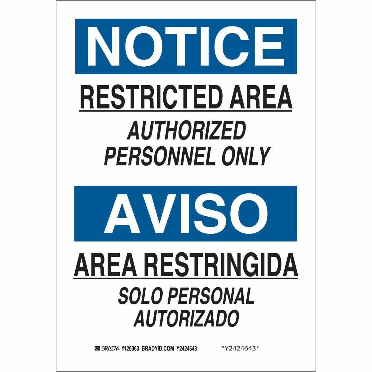 Brady® 125065 Access & Security Signs