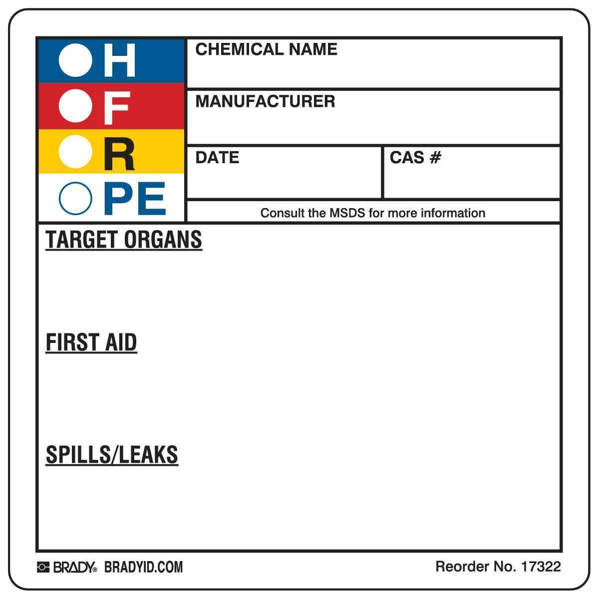 Brady® 17322LS Safety & Facility Labels