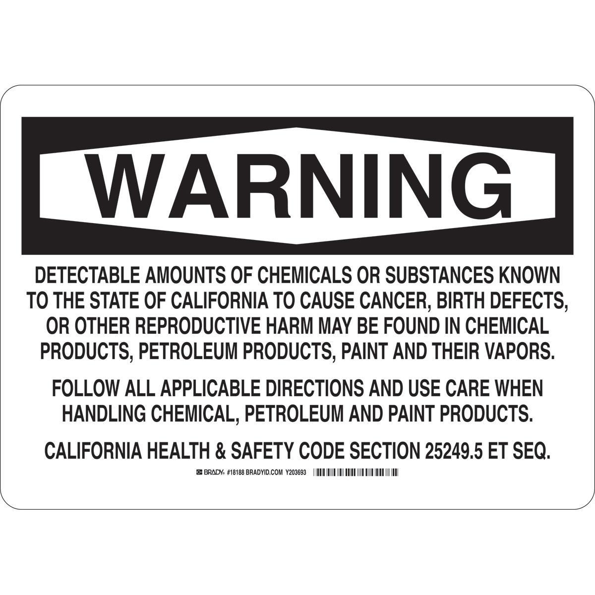 Brady® 18189 Chemical & Hazardous Material Signs