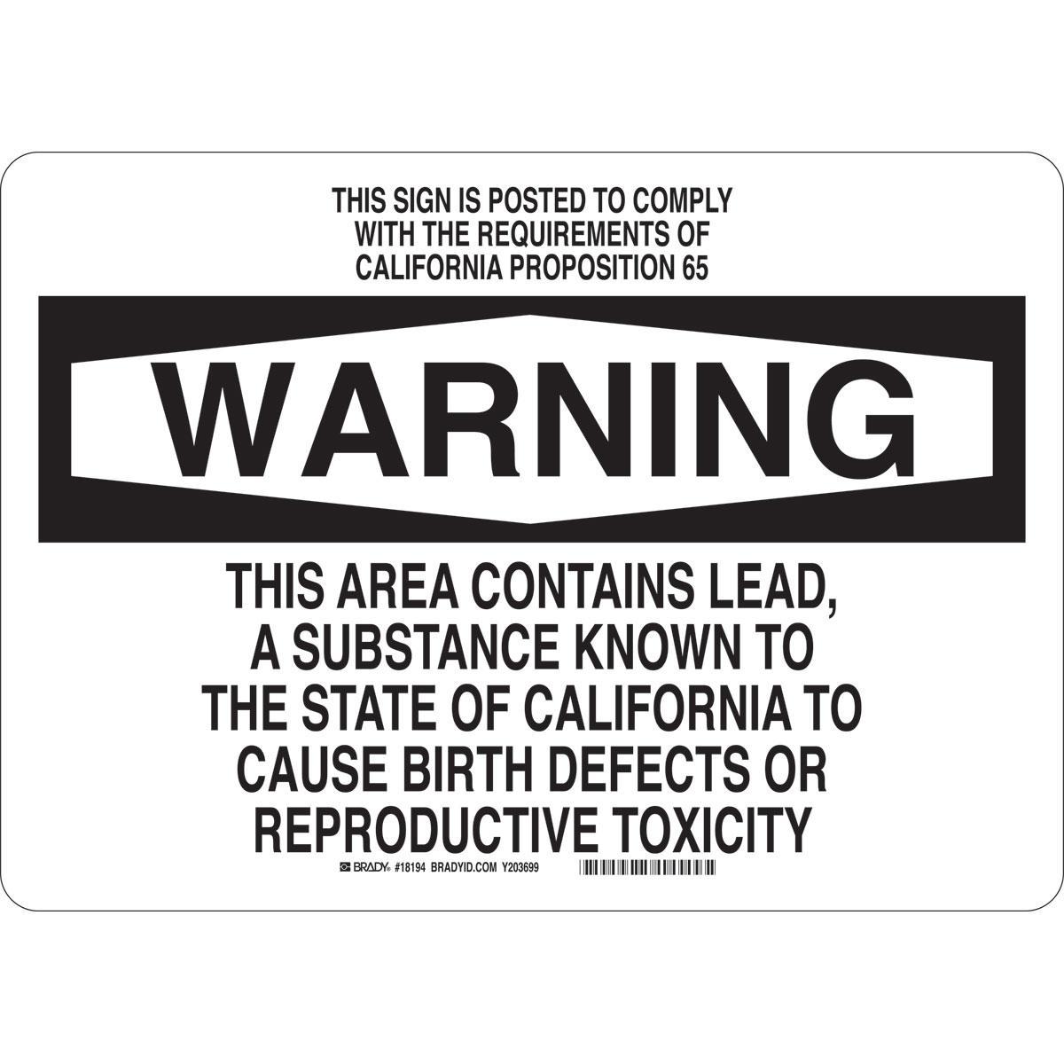 Brady® 18193 Chemical & Hazardous Material Signs
