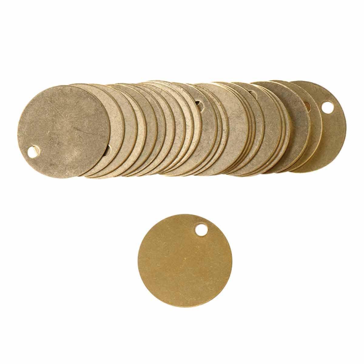 Brady® 23210 Blank Circular Valve Tag, 1-1/2 in H 1-1/2 in W, Brass, 0.188 in Hole, B-907 Brass