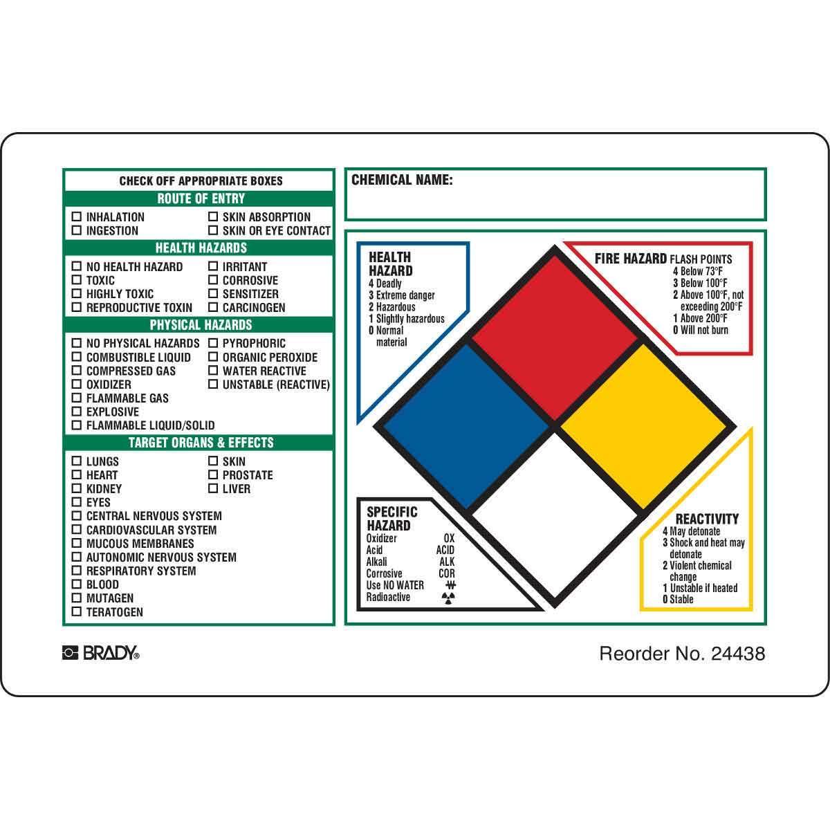 Brady® 24438LS Safety & Facility Labels