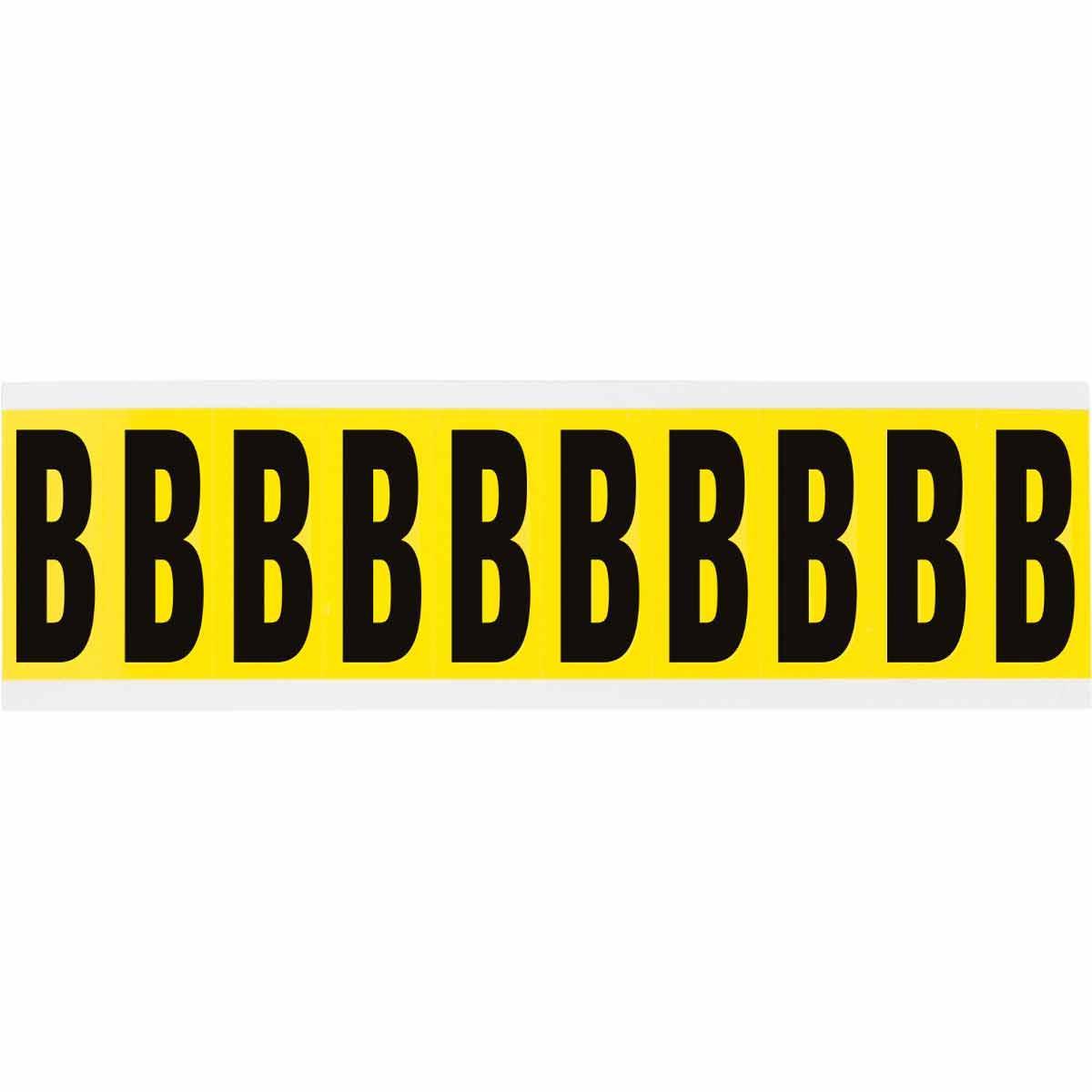 Brady® 3440-B Non-Illuminated Non-Reflective Letter Label, Black B Character, 1.938 in H x 0.752 in W, Yellow Background, B-498 Vinyl Coated Fabric