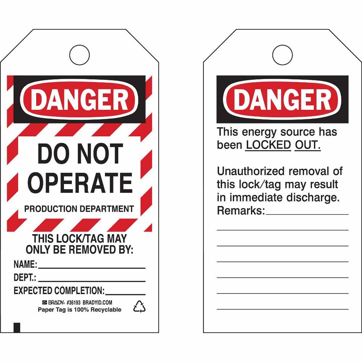 Brady® 36193 Safety & Facility Tags