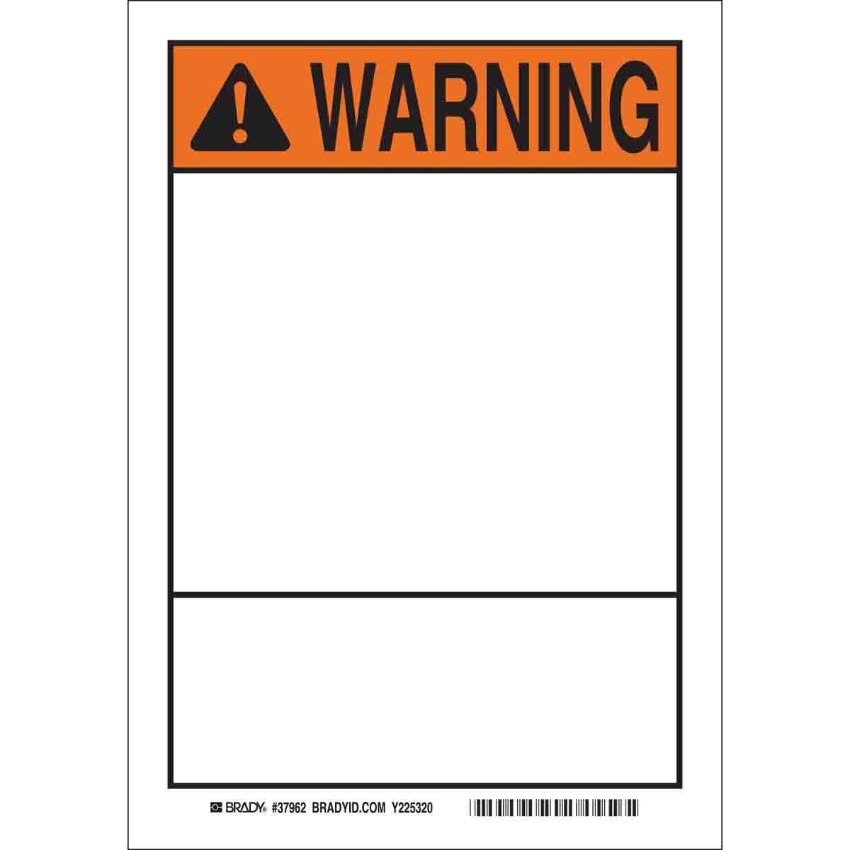 Brady® 37962 Blank Signs & Preprinted Headers