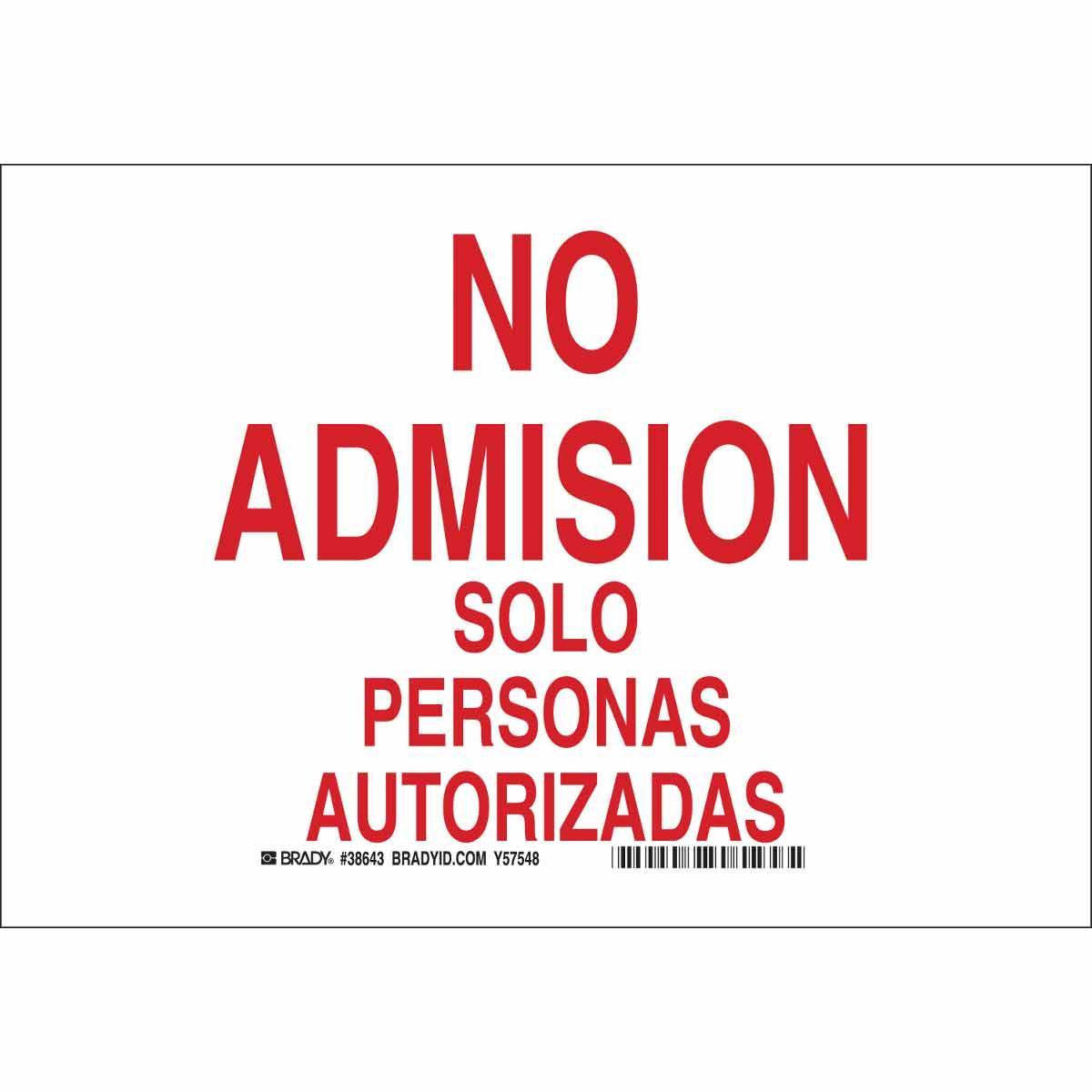 Brady® 38643 Access & Security Signs